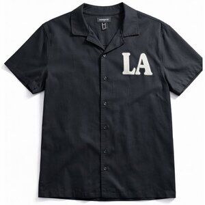 Kenneth Cole LA Los Angeles Button Up Shirt Black Medium